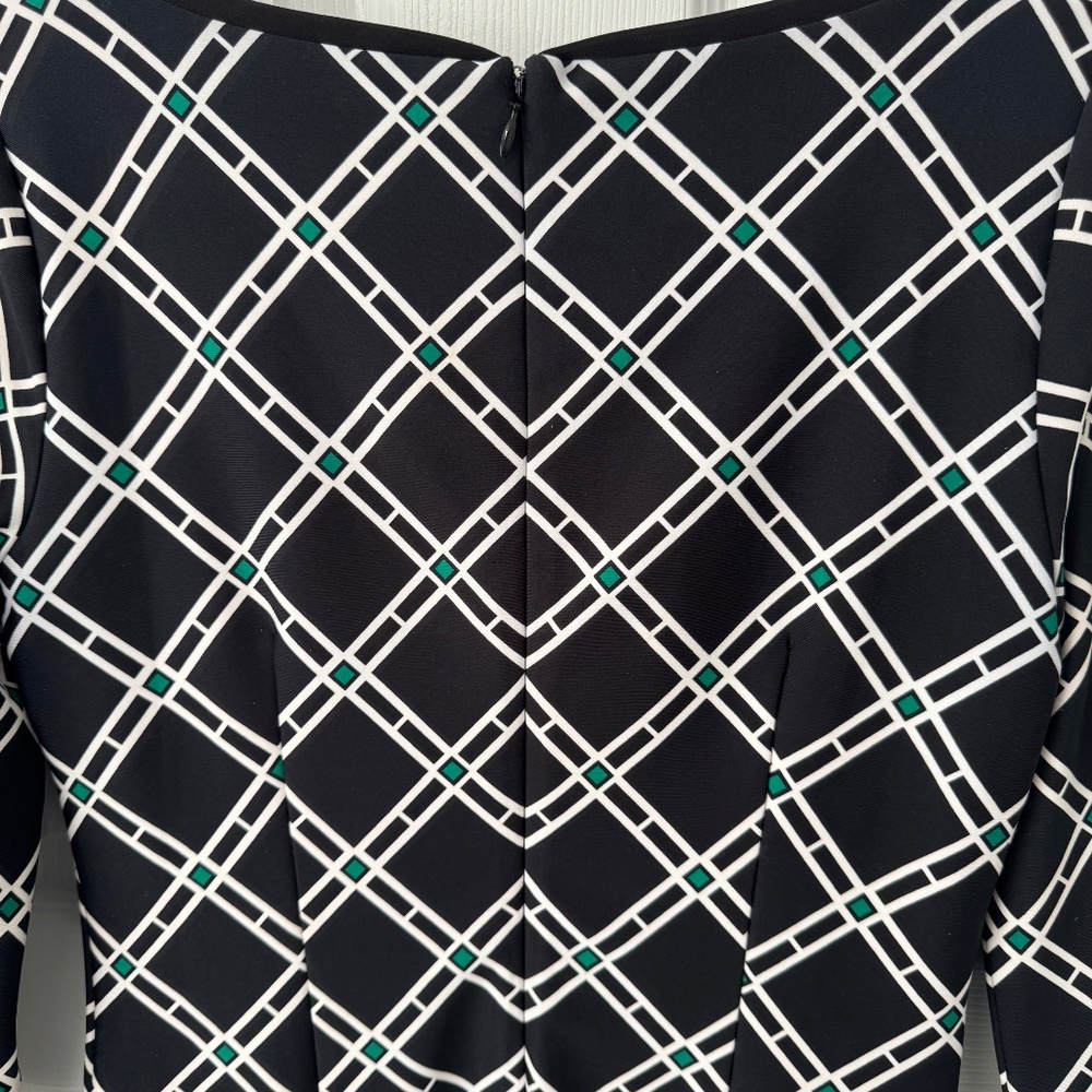 WHITE HOUSE BLACK MARKET Dress Black Plaid-Green Womans-3/4" sleeves-lined- sz 2 - Picture 9 of 11